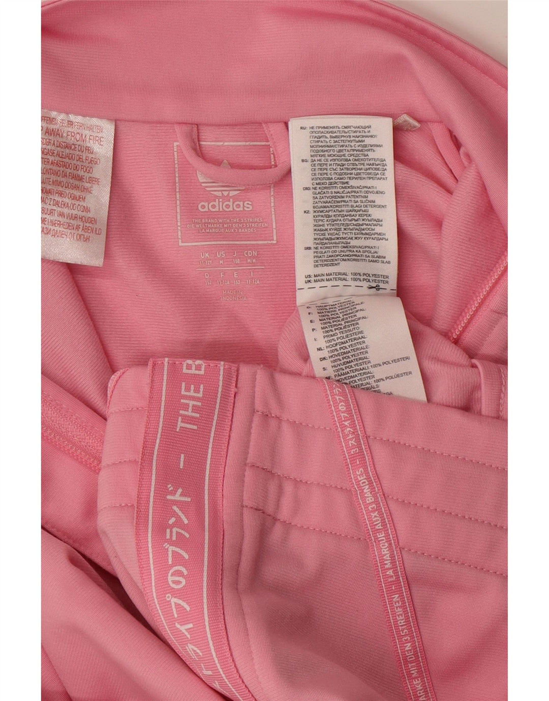 Adidas Girls Graphic Tracksuit Top Jacket 11-12 Years Pink Polyester