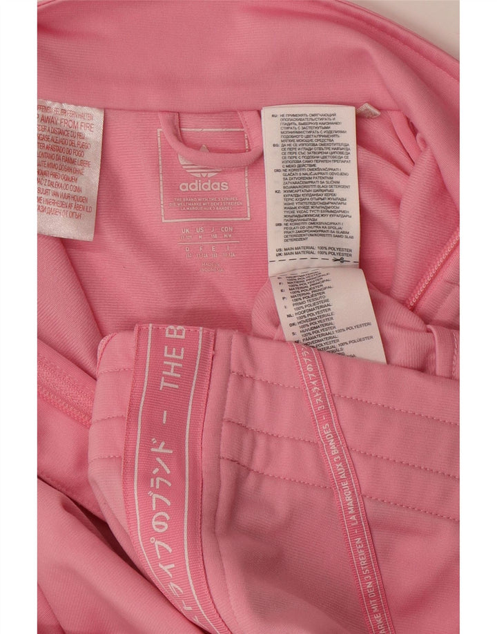 Adidas Girls Graphic Tracksuit Top Jacket 11-12 Years Pink Polyester