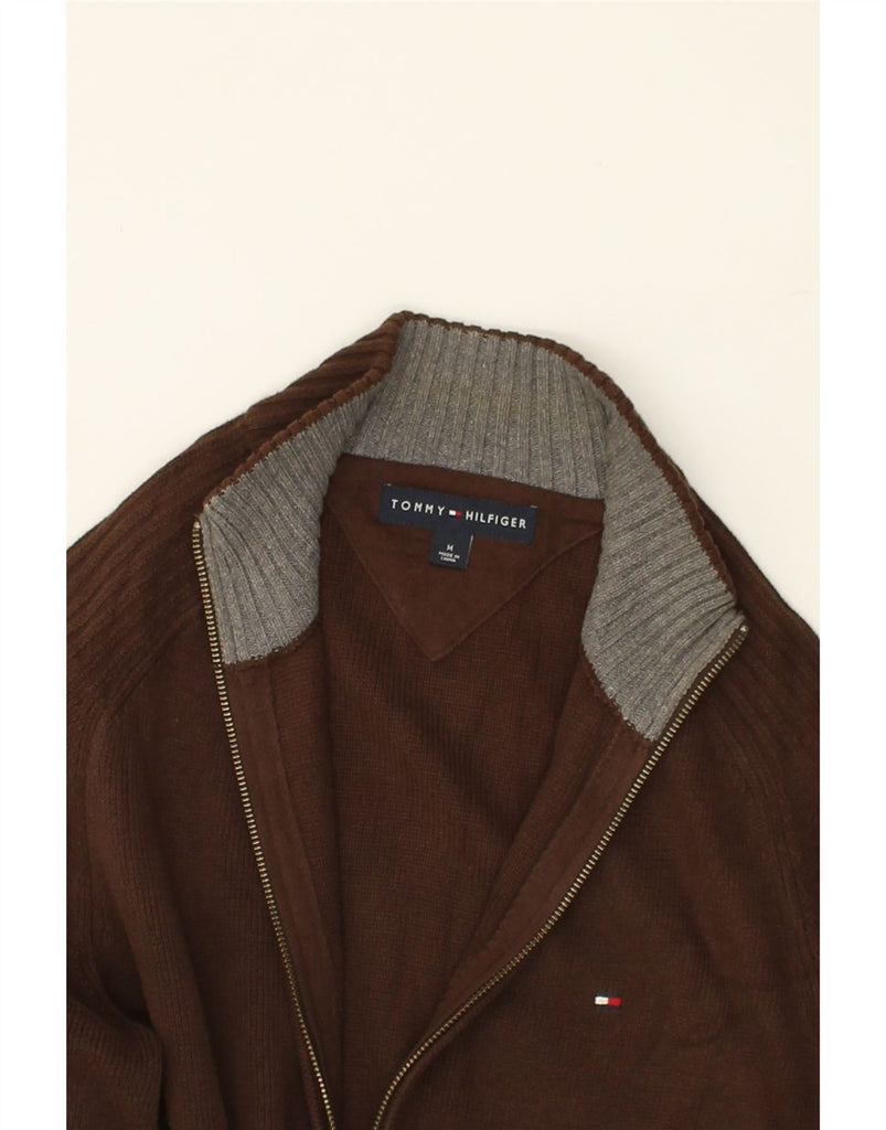TOMMY HILFIGER Mens Cardigan Sweater Medium Brown Cotton | Vintage Tommy Hilfiger | Thrift | Second-Hand Tommy Hilfiger | Used Clothing | Messina Hembry 