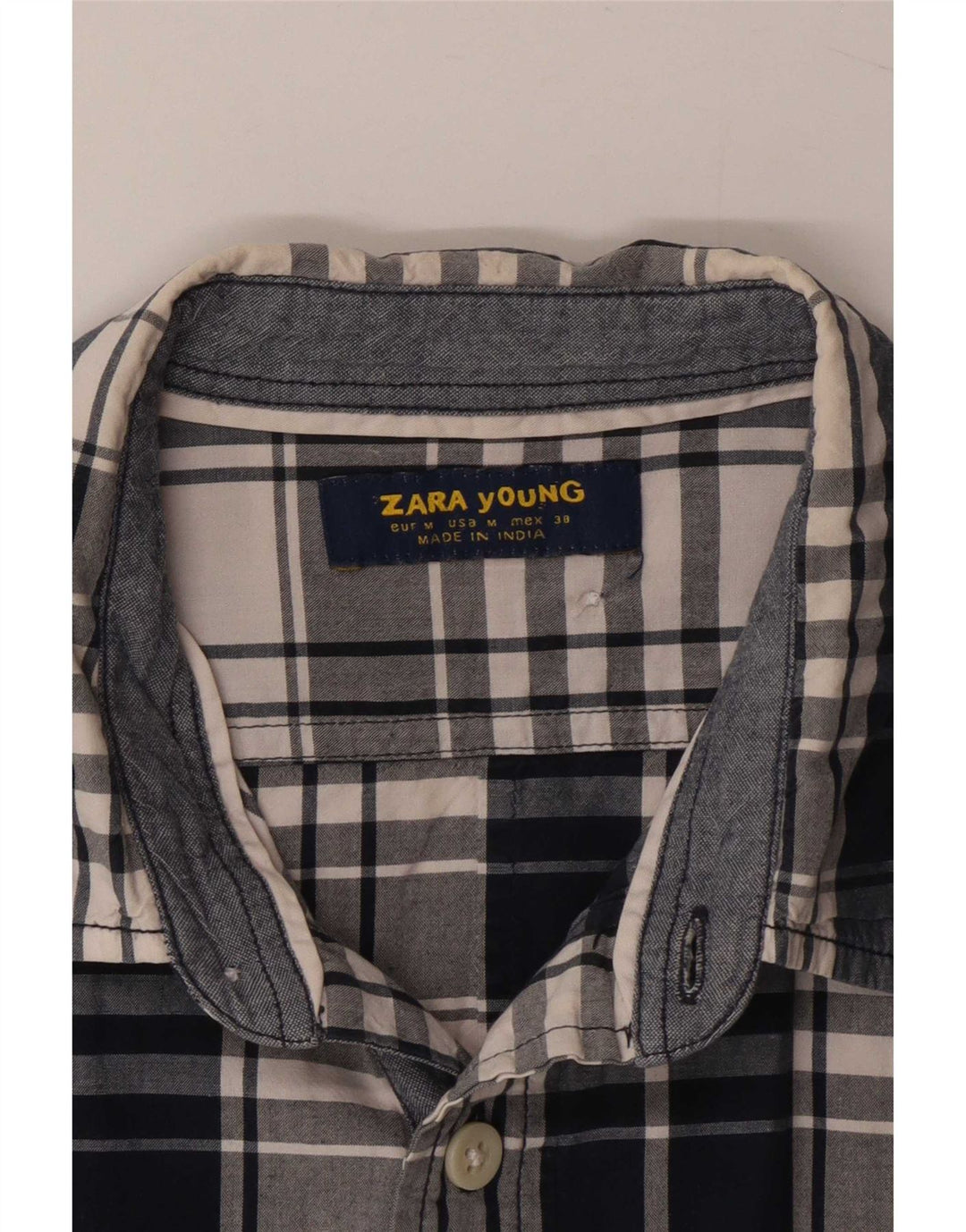 Zara Mens Shirt Medium Blue Plaid