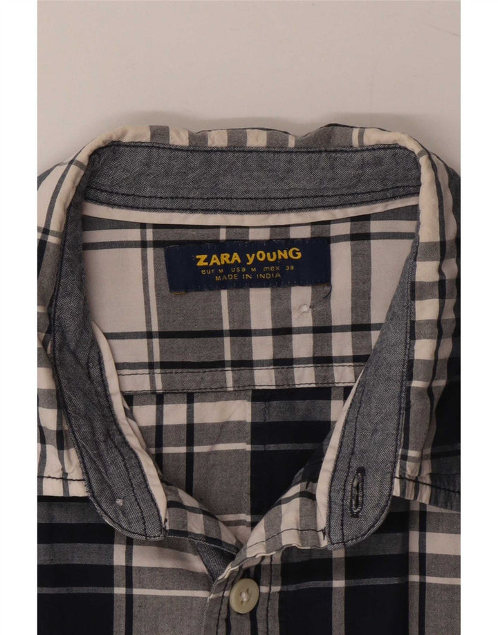 Zara Mens Shirt Medium Blue Plaid