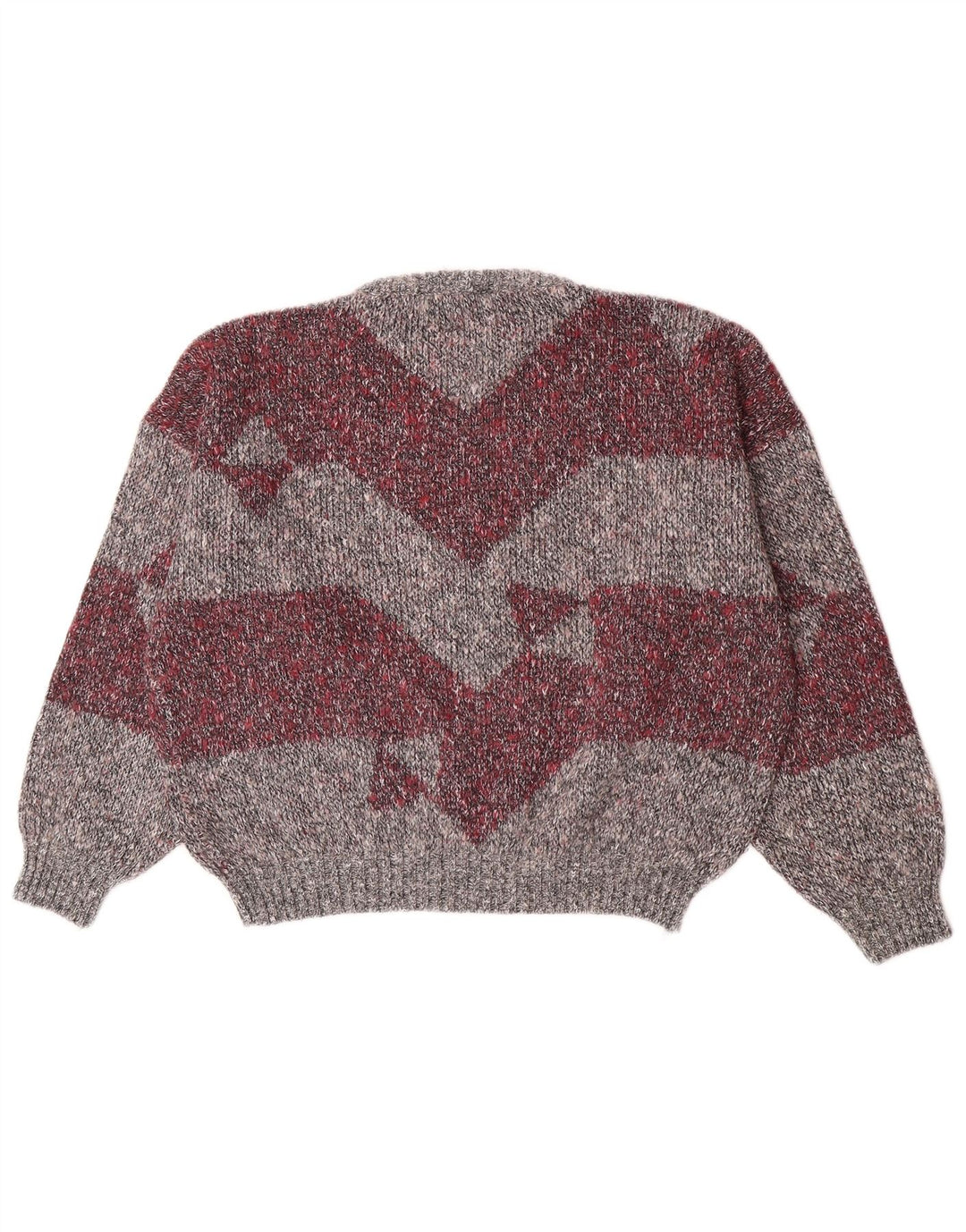 Vintage Womens Boat Neck Jumper Sweater UK 14 Medium Grey Colourblock