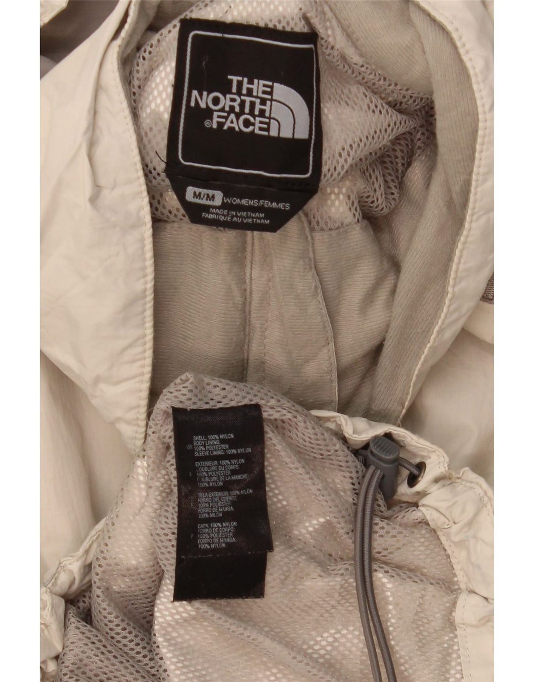 The North Face Womens Hooded Rain Jacket UK 14 Medium Off White Nylon
