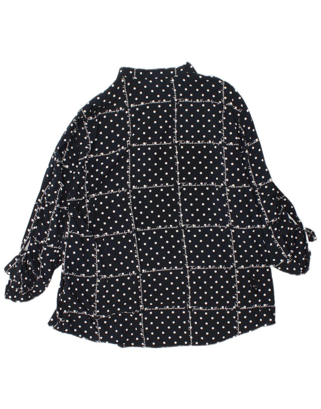 BENETTON Womens Graphic Long Sleeve Blouse Top UK 16 Large Black Spotted