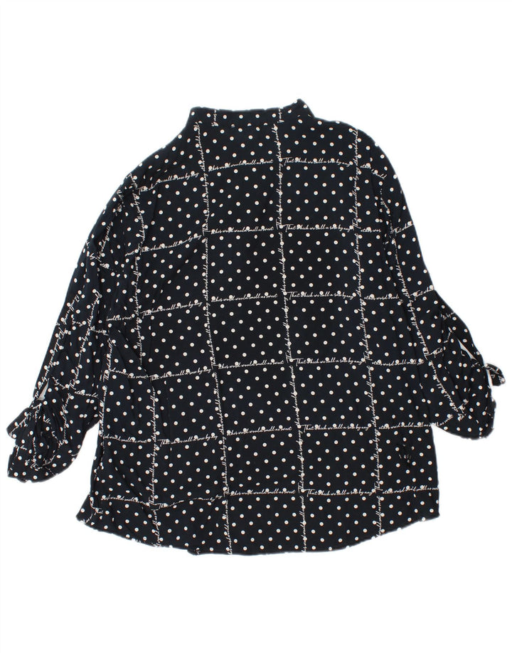 BENETTON Womens Graphic Long Sleeve Blouse Top UK 16 Large Black Spotted