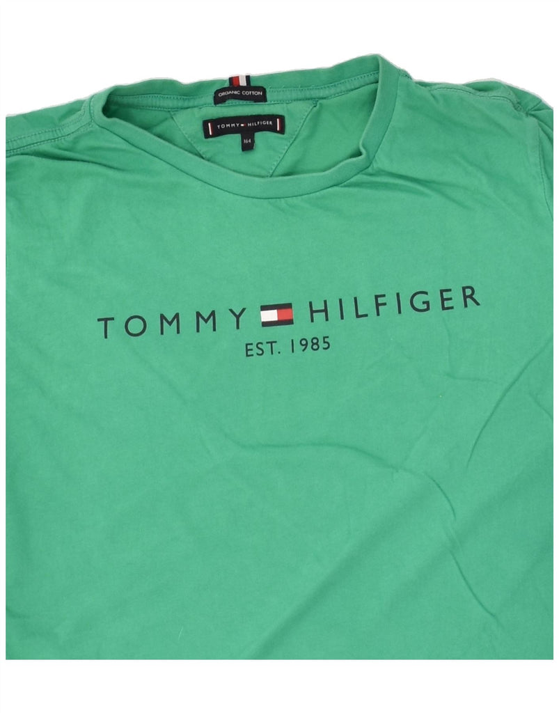 TOMMY HILFIGER Boys Graphic T-Shirt Top 13-14 Years Green | Vintage Tommy Hilfiger | Thrift | Second-Hand Tommy Hilfiger | Used Clothing | Messina Hembry 