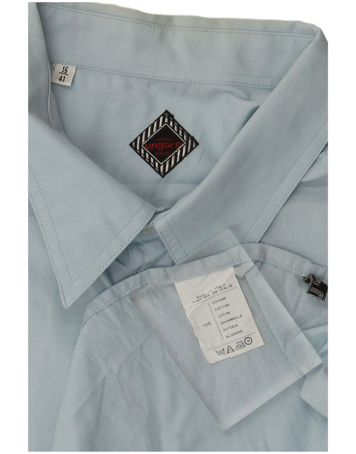 Ungaro Mens Short Sleeve Shirt Size 16 Large Blue Cotton