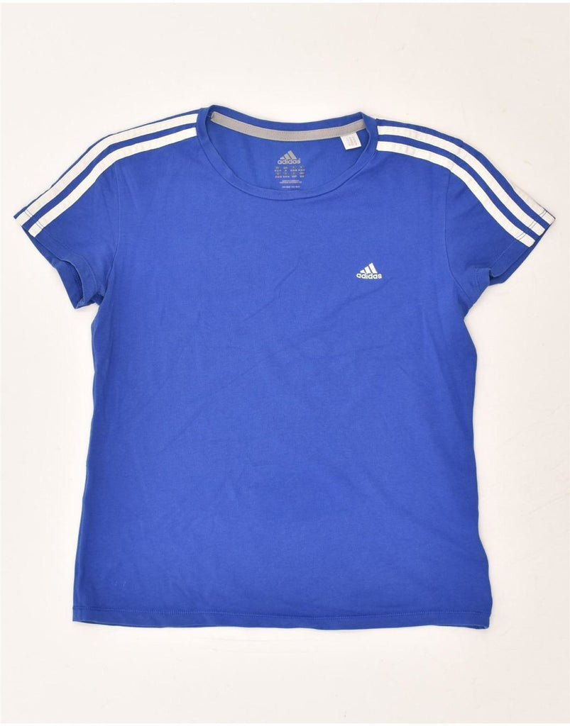 ADIDAS Womens T-Shirt Top UK 12/14 Medium Blue Cotton | Vintage Adidas | Thrift | Second-Hand Adidas | Used Clothing | Messina Hembry 