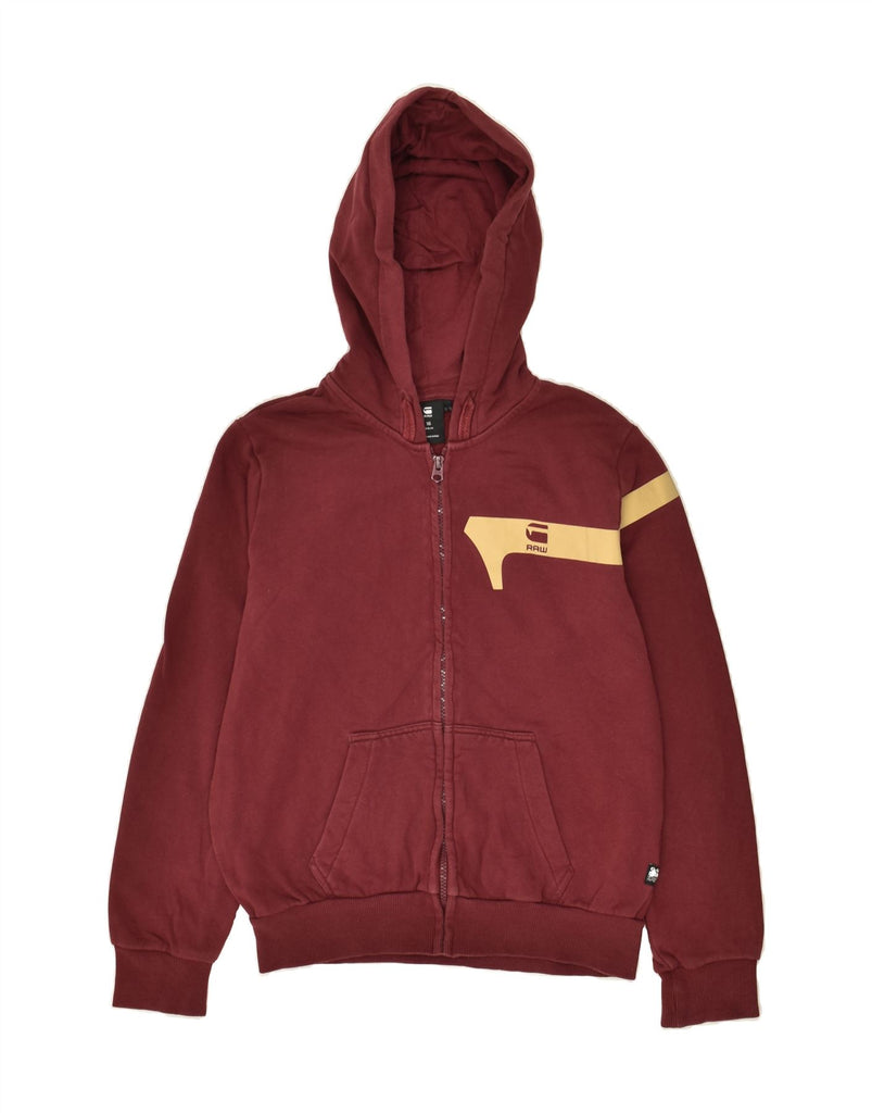 G-STAR Boys Graphic Zip Hoodie Sweater 15-16 Years Maroon Cotton | Vintage G-Star | Thrift | Second-Hand G-Star | Used Clothing | Messina Hembry 