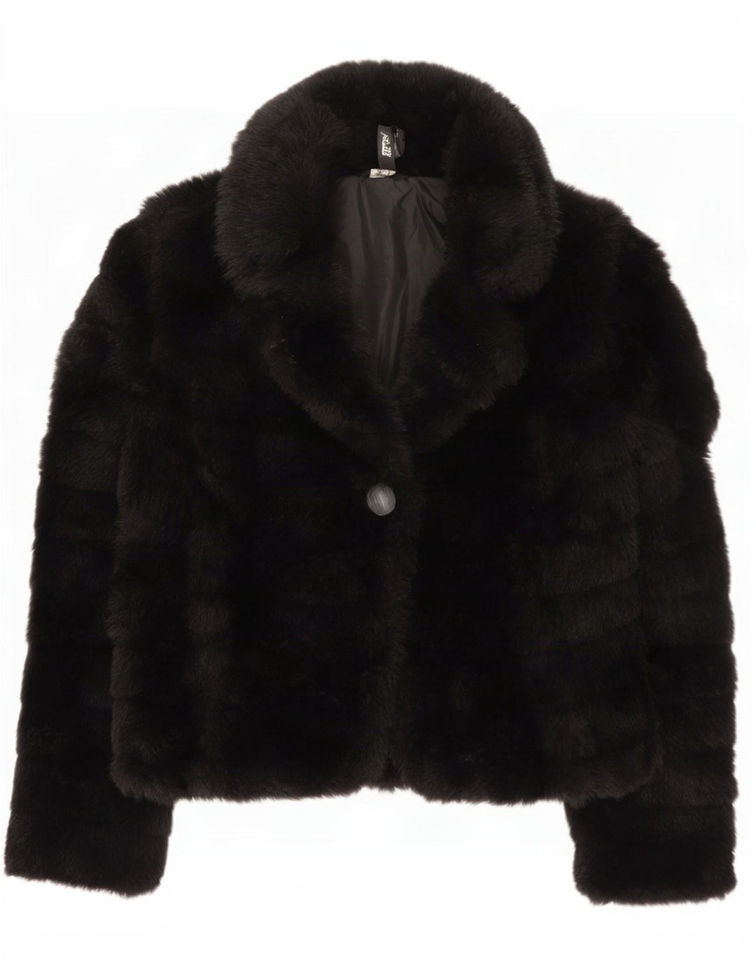 Vintage Womens Faux Fur Jacket UK 14 Medium Black Acrylic