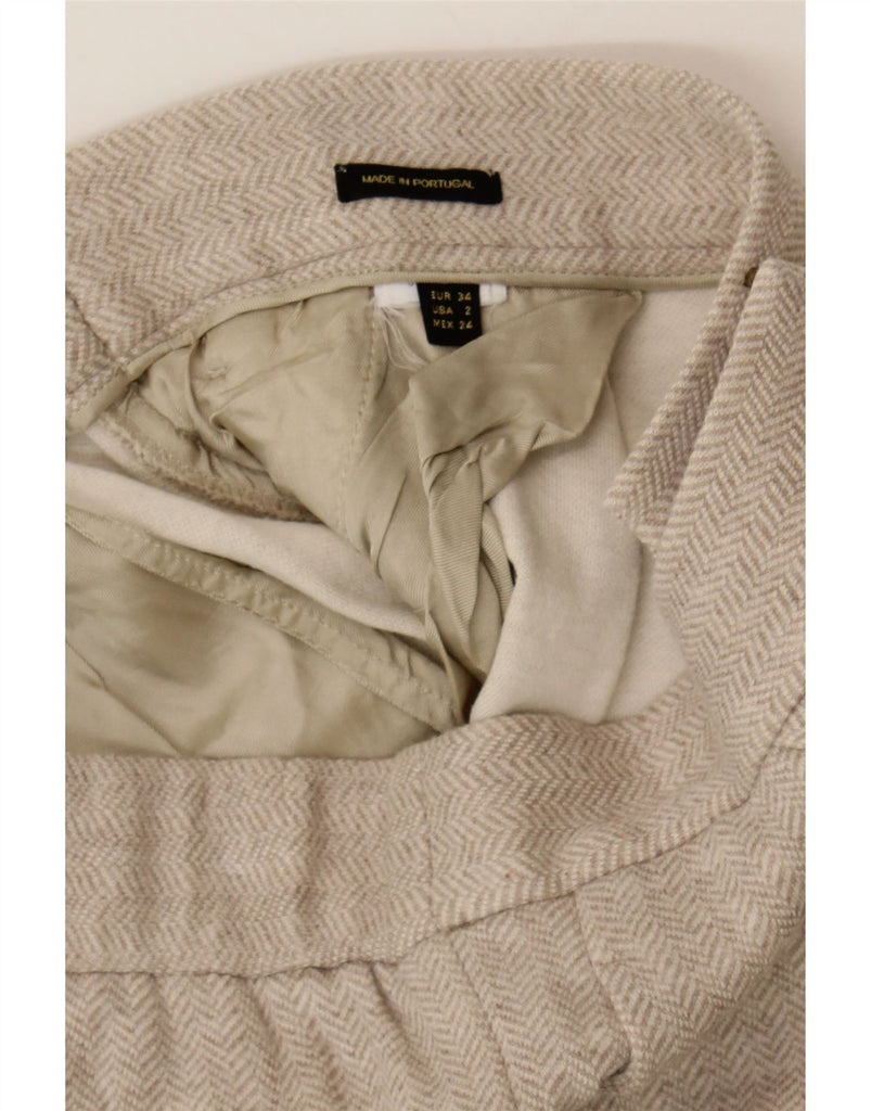 MASSIMO DUTTI Womens Chino Trousers EU 34 2XS W25 L28 Beige Herringbone Vintage Massimo Dutti and Second-Hand Massimo Dutti from Messina Hembry 