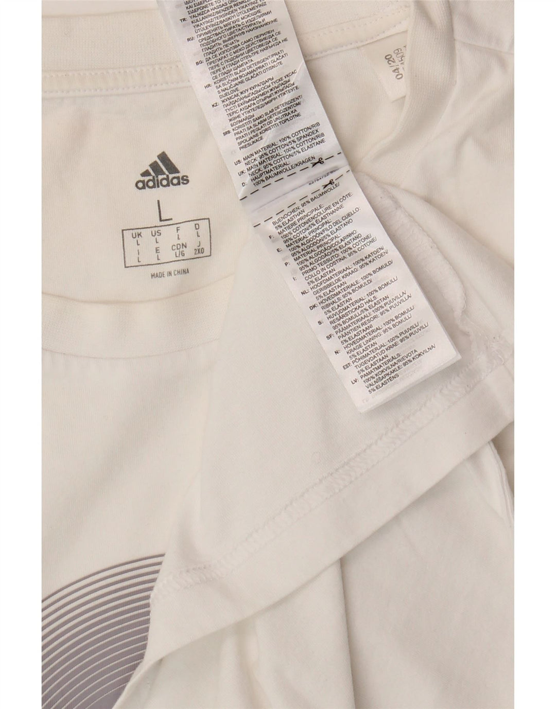ADIDAS Mens Graphic T-Shirt Top Large White Cotton Vintage Adidas and Second-Hand Adidas from Messina Hembry 
