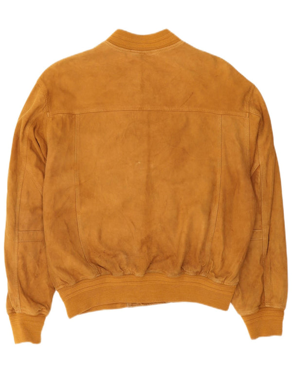 Burton Mens Suede Bomber Jacket UK 38 Medium Brown Leather