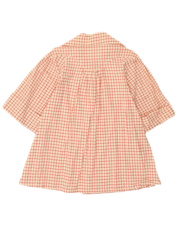 Vintage Womens 3/4 Sleeve Shirt UK 12 Medium Off White Check