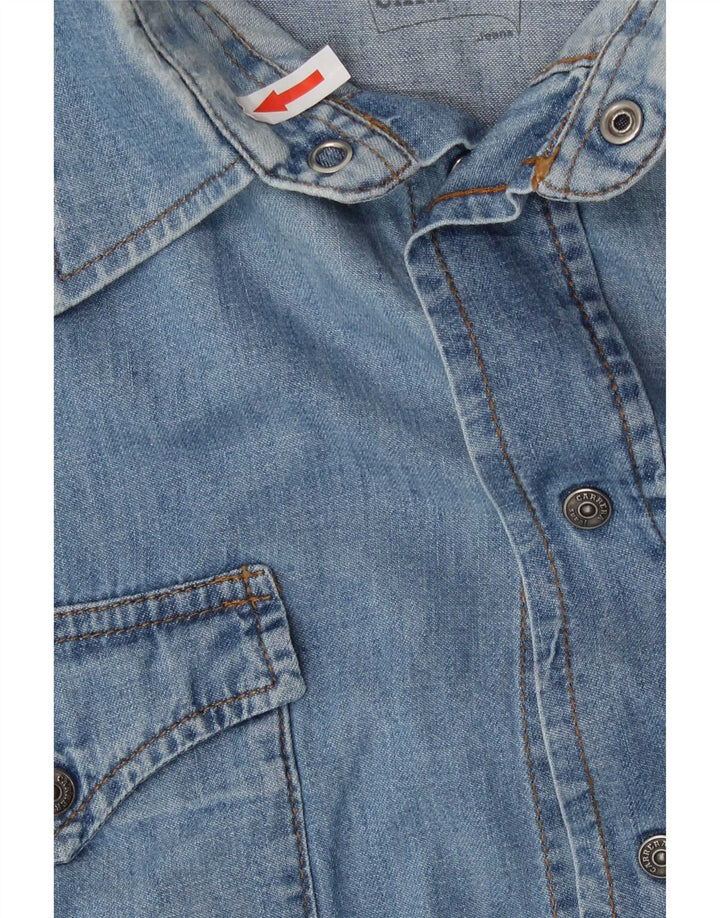 Carrera Mens Denim Shirt Large Blue Cotton