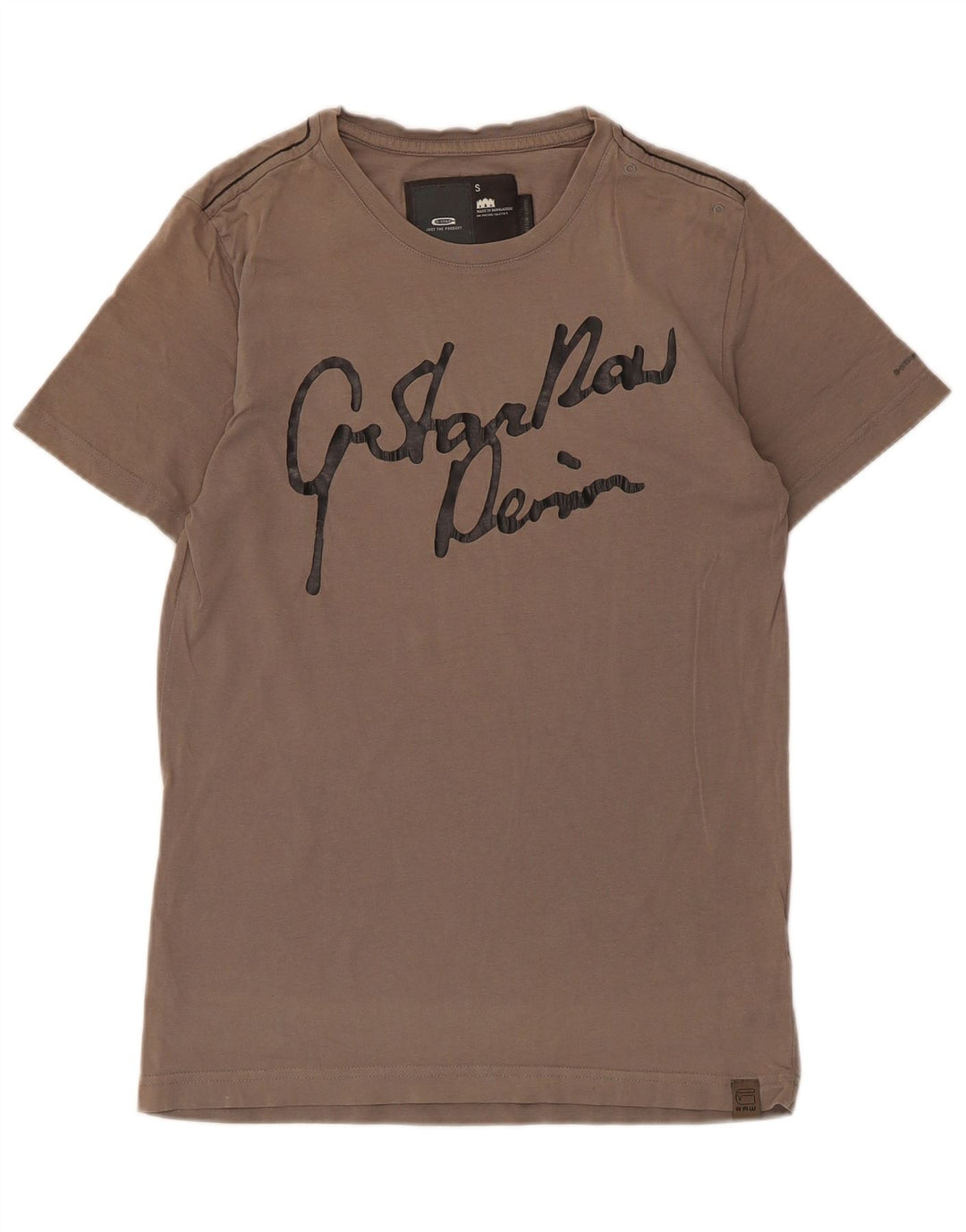 G-Star Mens Graphic T-Shirt Top Small Brown Cotton