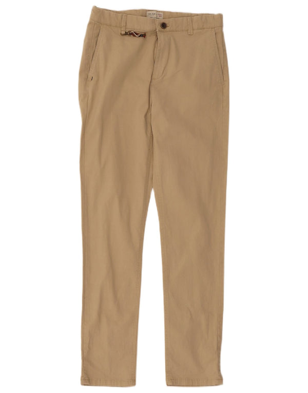 Zara Boys Slim Chino Trousers 13-14 Years W30 L30 Beige Cotton