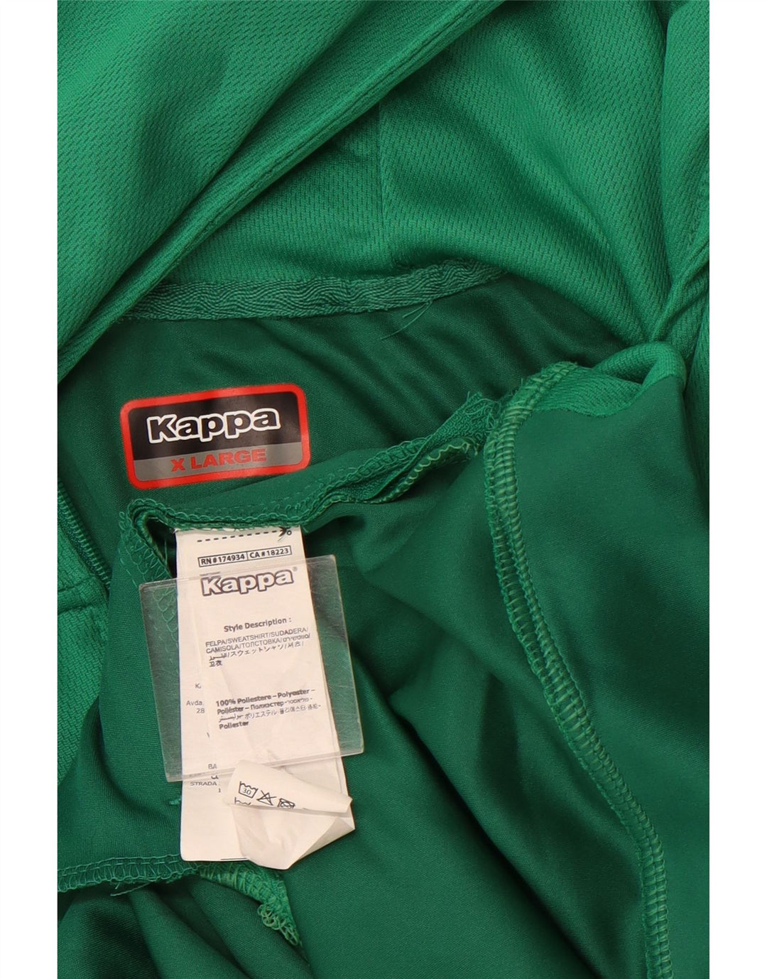 Kappa Mens Graphic Zip Hoodie Sweater XL Green Colourblock Polyester