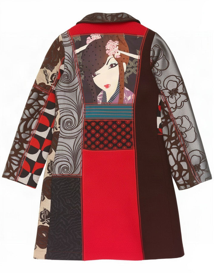 Desigual Womens Graphic Overcoat EU 40 Medium Multicoloured Floral