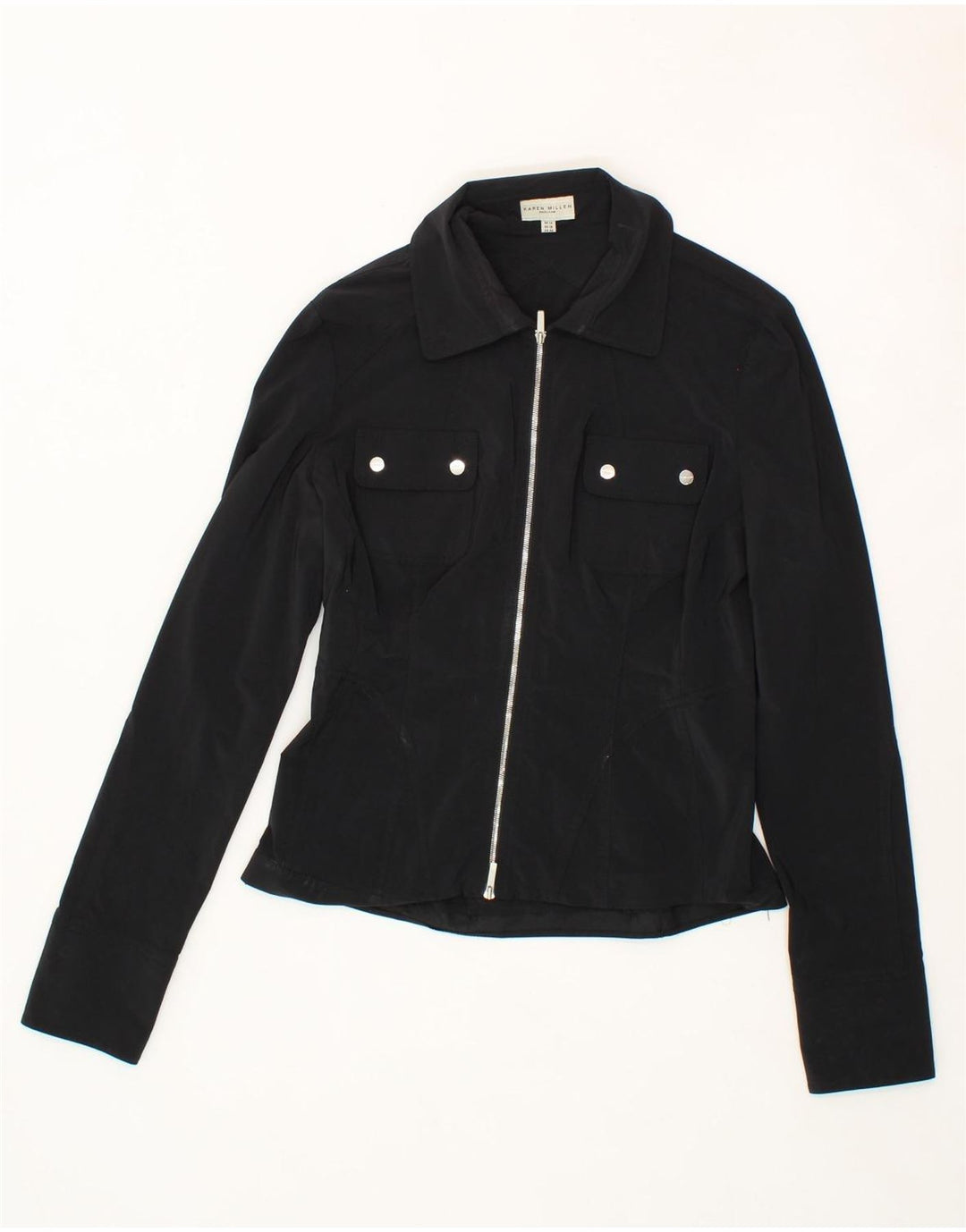 KAREN MILLEN Womens Blazer Jacket UK 14 Medium Black Polyamide Vintage Karen Millen and Second-Hand Karen Millen from Messina Hembry 