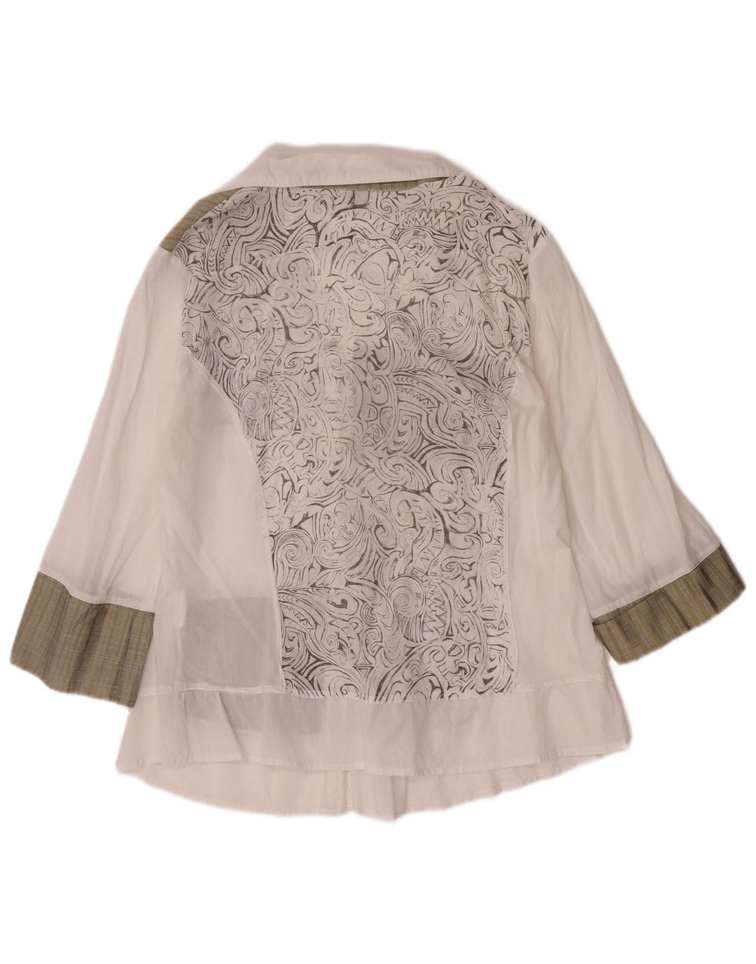 Borgofiori Womens 3/4 Sleeve Shirt Blouse IT 48 XL White Patchwork