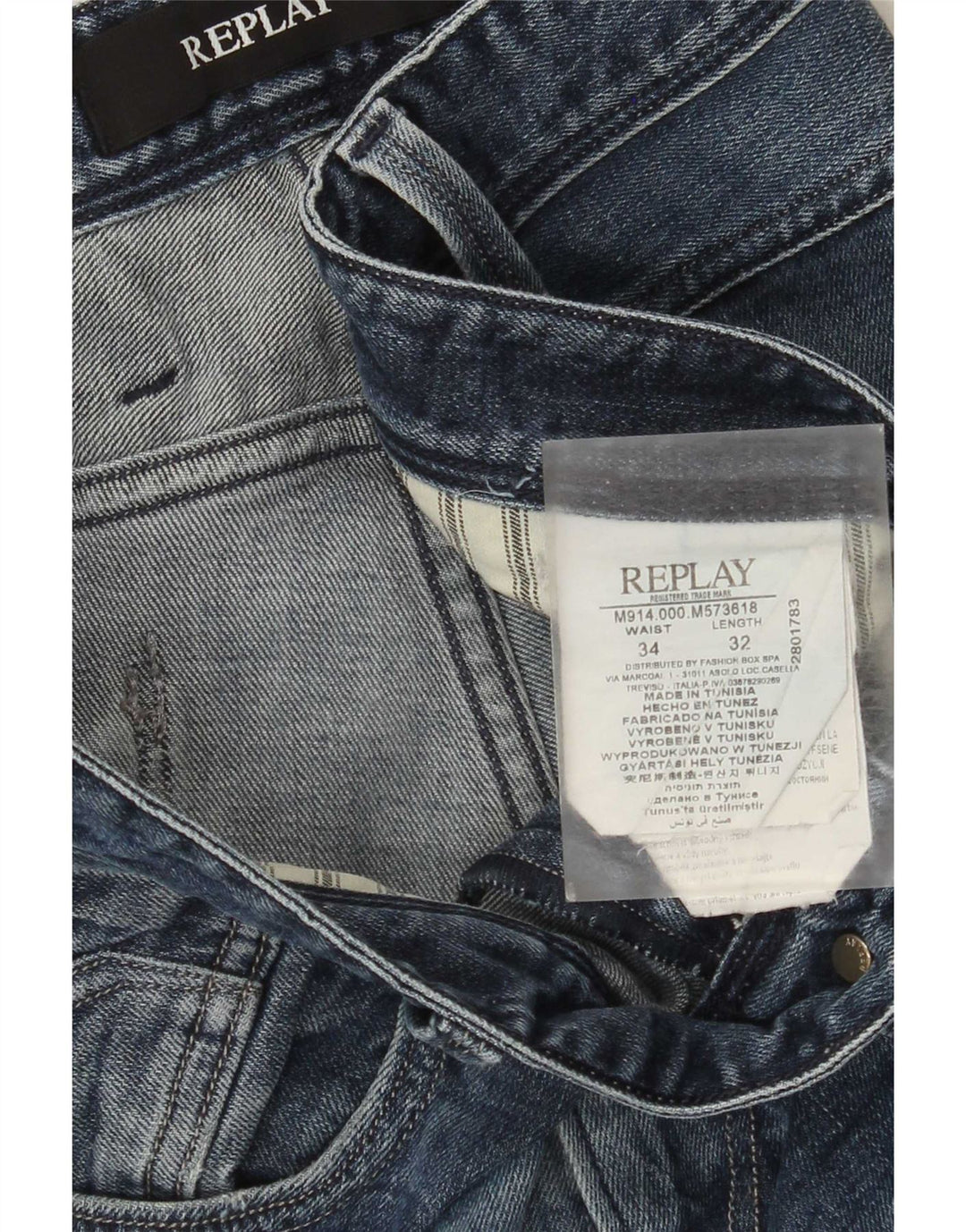Replay Womens Slim Jeans W34 L32 Blue Cotton