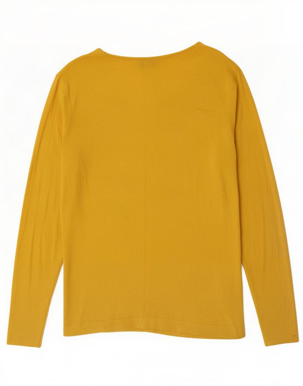 Jigsaw Womens Top Long Sleeve UK 16 Large Yellow Polyamide