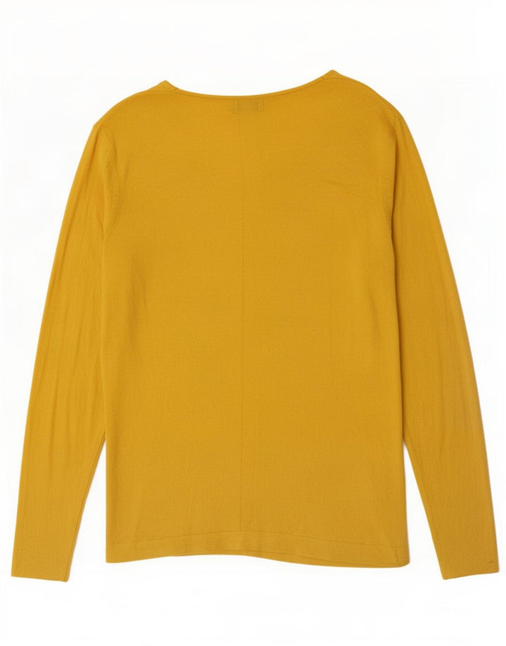 Jigsaw Womens Top Long Sleeve UK 16 Large Yellow Polyamide