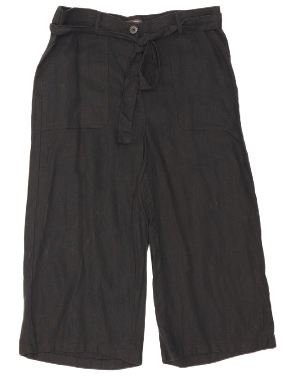Marks & Spencer Womens Capri Trousers UK 14 Large W32 L20 Black Linen
