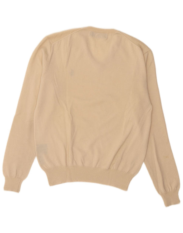 Polo Ralph Lauren Mens V-Neck Jumper Sweater Small Beige Merino Wool