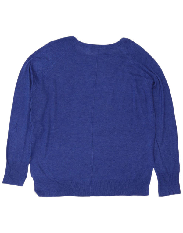 Zara Womens Boat Neck Jumper Sweater UK 14 Medium Blue Viscose