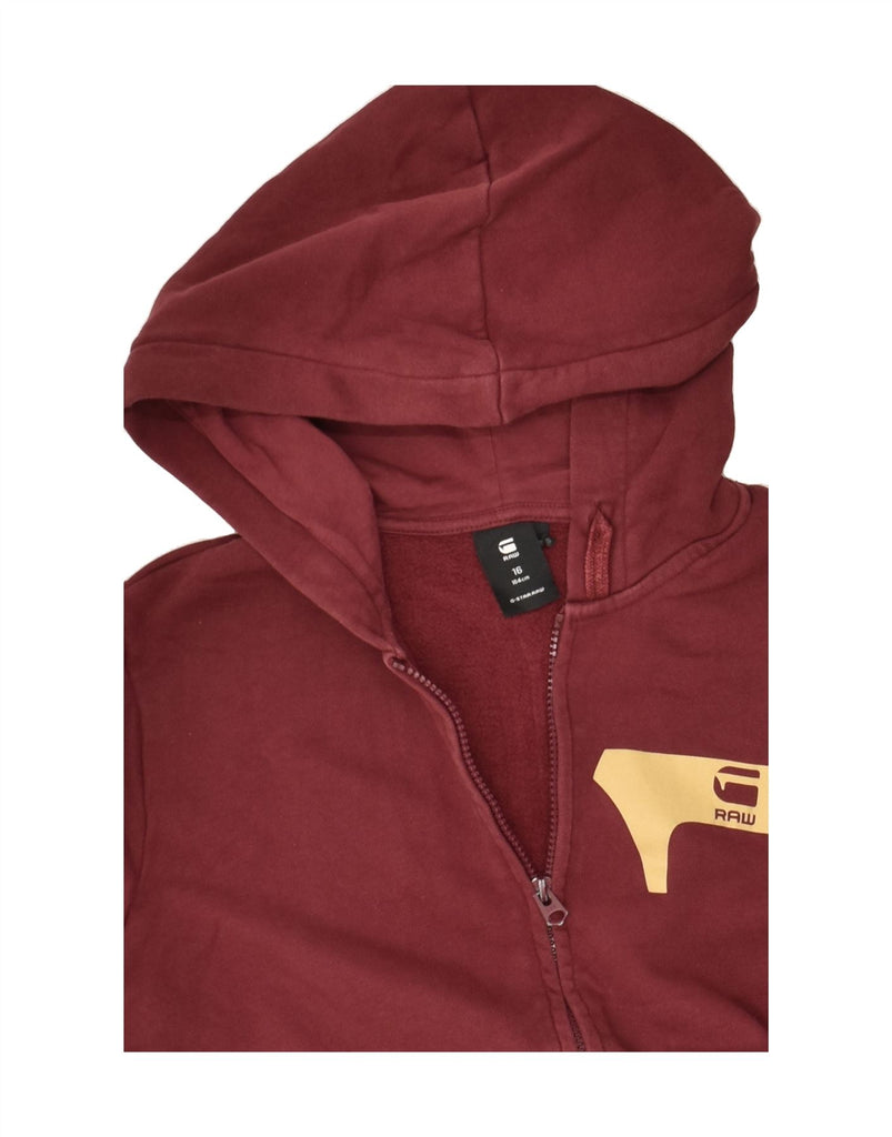 G-STAR Boys Graphic Zip Hoodie Sweater 15-16 Years Maroon Cotton | Vintage G-Star | Thrift | Second-Hand G-Star | Used Clothing | Messina Hembry 