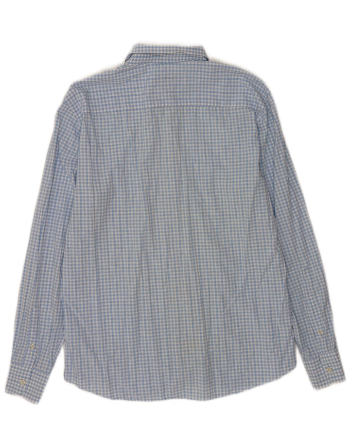 Massimo Dutti Mens Casual Fit Shirt XL Blue Gingham Cotton