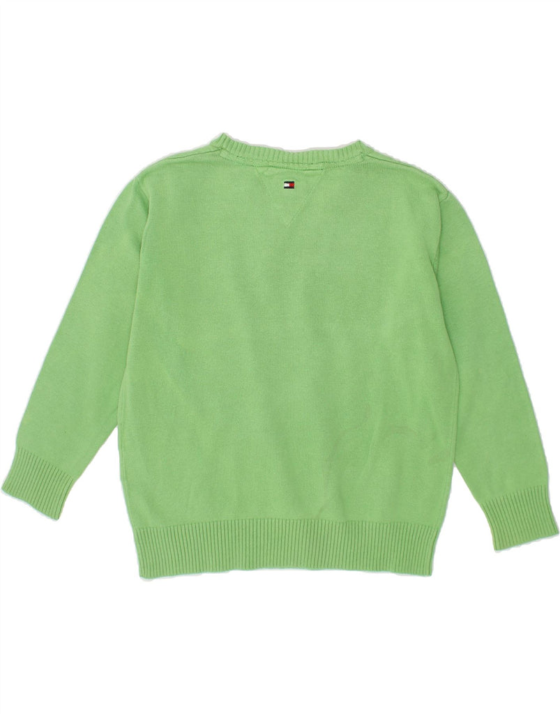 TOMMY HILFIGER Boys Crew Neck Jumper Sweater 3-4 Years Small Green Cotton Vintage Tommy Hilfiger and Second-Hand Tommy Hilfiger from Messina Hembry 