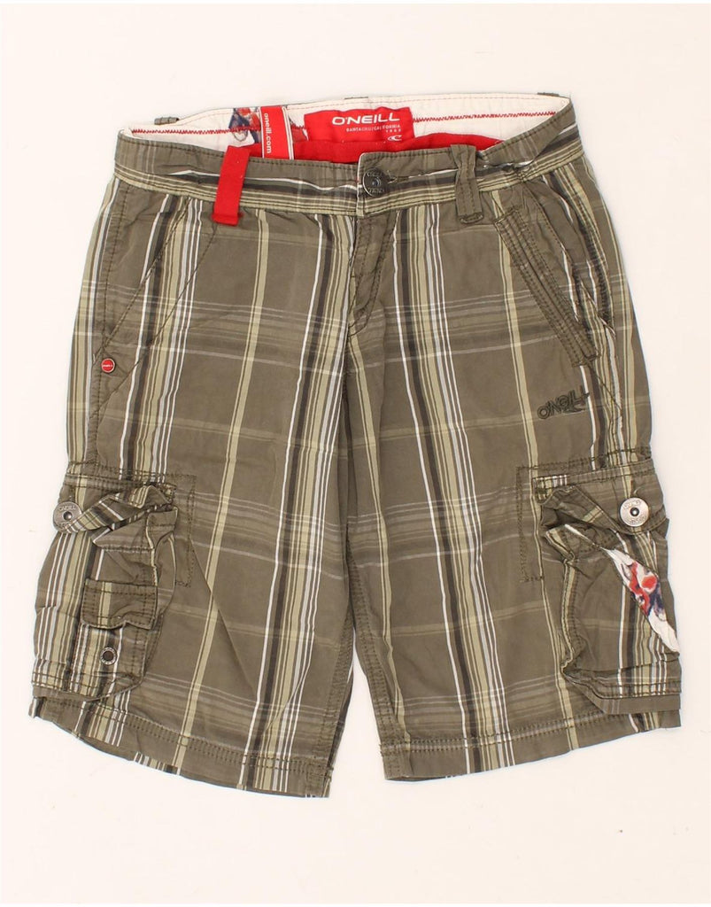 O'NEILL Boys Cargo Shorts 11-12 Years W26 Green Check Cotton | Vintage O'Neill | Thrift | Second-Hand O'Neill | Used Clothing | Messina Hembry 