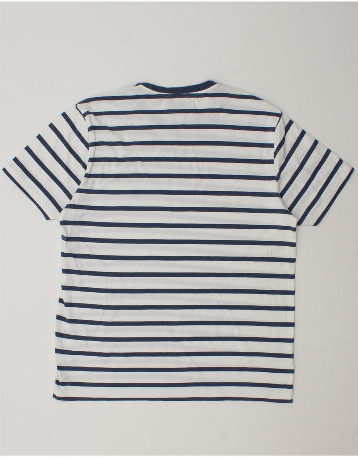 PENGUIN Mens T-Shirt Top Large White Striped Cotton Vintage Penguin and Second-Hand Penguin from Messina Hembry 