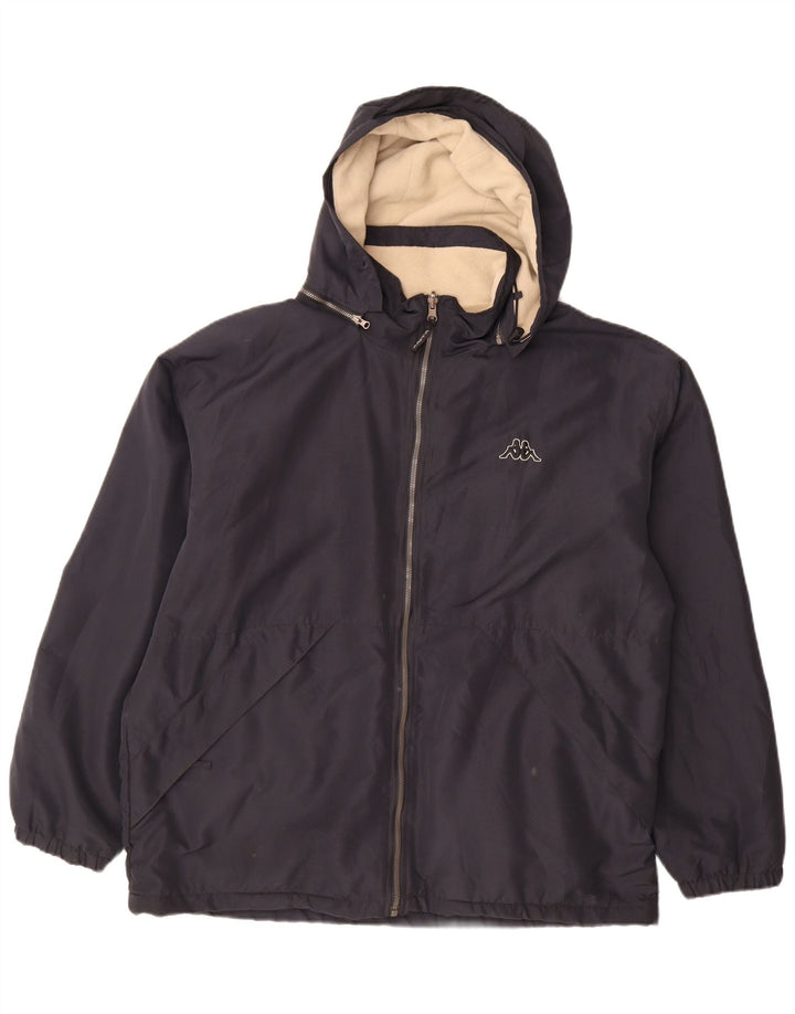 Kappa Mens Hooded Reversible Jacket UK 40 Large Navy Blue Polyester
