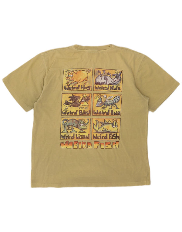 Weird Fish Mens Graphic T-Shirt Top Large Khaki Cotton