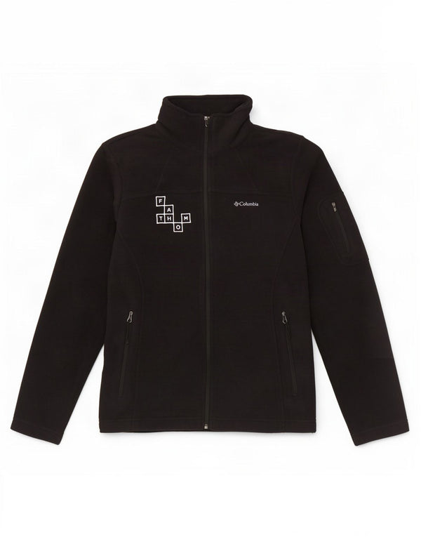 Columbia Womens Graphic Fleece Jacket UK 14 Medium Black Polyester