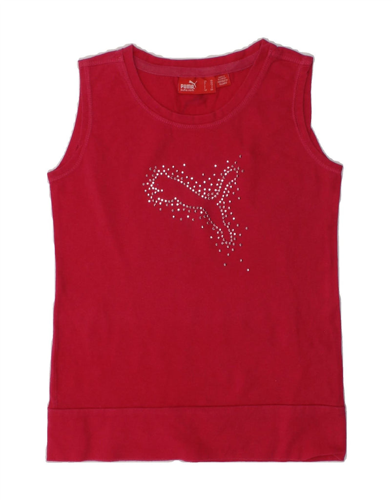 PUMA Girls Graphic Vest Top 5-6 Years Red Cotton | Vintage Puma | Thrift | Second-Hand Puma | Used Clothing | Messina Hembry 