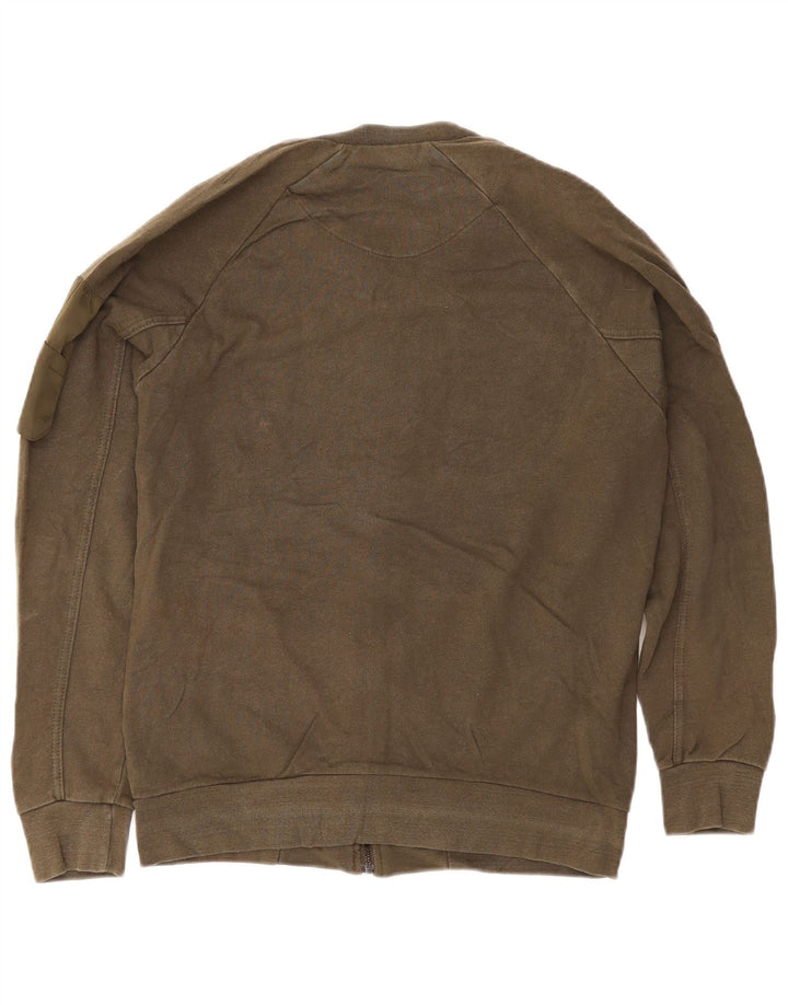 Zara Mens Tracksuit Top Jacket Large Khaki Cotton