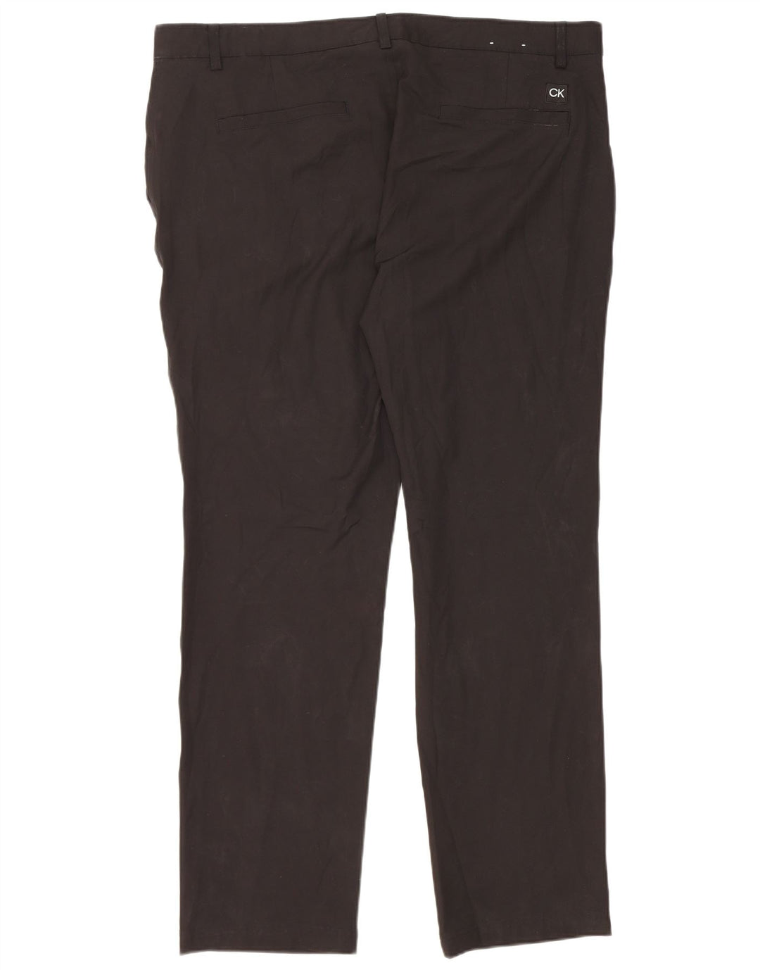 Calvin Klein Mens Straight Chino Trousers W42 L33 Black Polyester