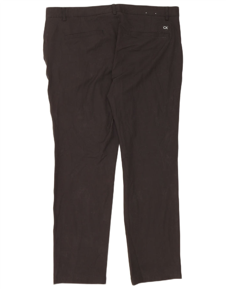 Calvin Klein Mens Straight Chino Trousers W42 L33 Black Polyester