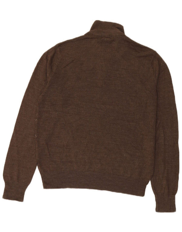 Dockers Mens Zip Neck Jumper Sweater Small Brown Argyle/Diamond Acrylic