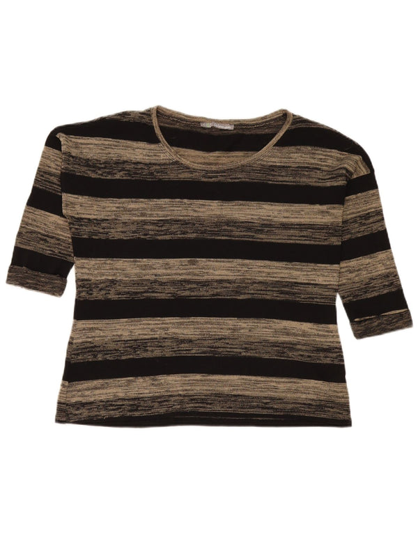Marks & Spencer Womens Oversized Top 3/4 Sleeve UK 10 Small Grey Striped