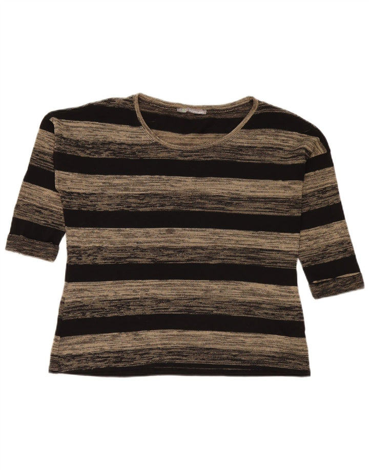 Marks & Spencer Womens Oversized Top 3/4 Sleeve UK 10 Small Grey Striped