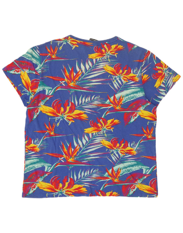 SUPERDRY Mens Graphic T-Shirt Top 2XL Blue Floral