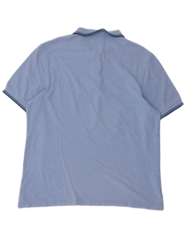 Fred Perry Mens Slim Fit Polo Shirt 2XL Blue Striped Cotton