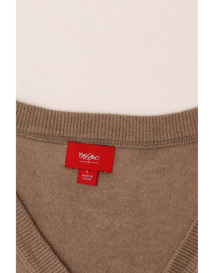 MOSSIMO Womens 3/4 Sleeve Cardigan Sweater UK 14 Large Brown Nylon Vintage Mossimo and Second-Hand Mossimo from Messina Hembry 