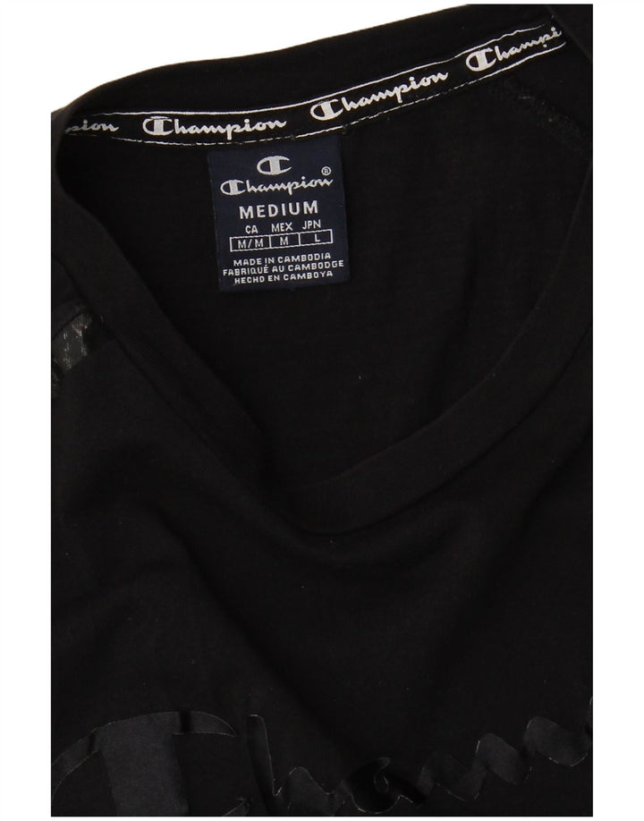 Champion Womens Graphic T-Shirt Top UK 14 Medium Black